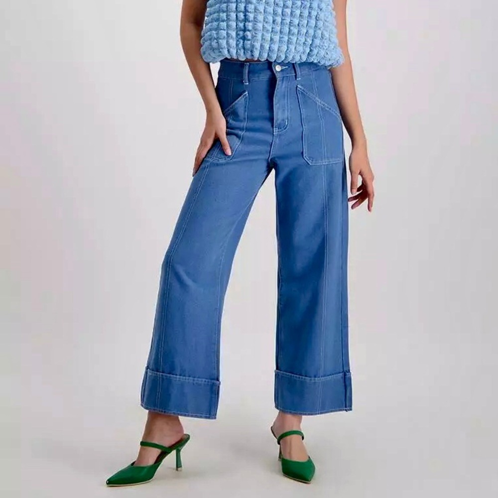 Kashieca x Rhett Eala Wide-Leg High-Waisted Medium Wash Jeans